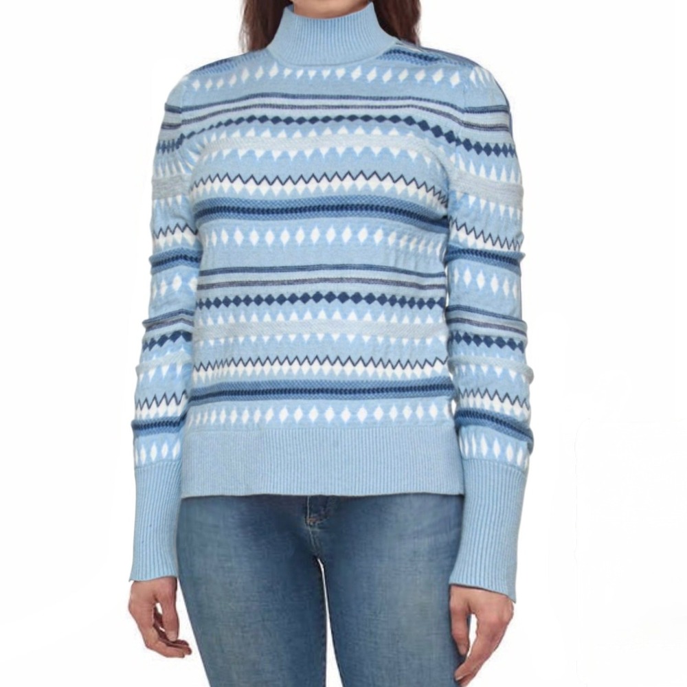 Aspen Blue Fair Isle Mock Neck Sweater – Size Women's‎ Large
